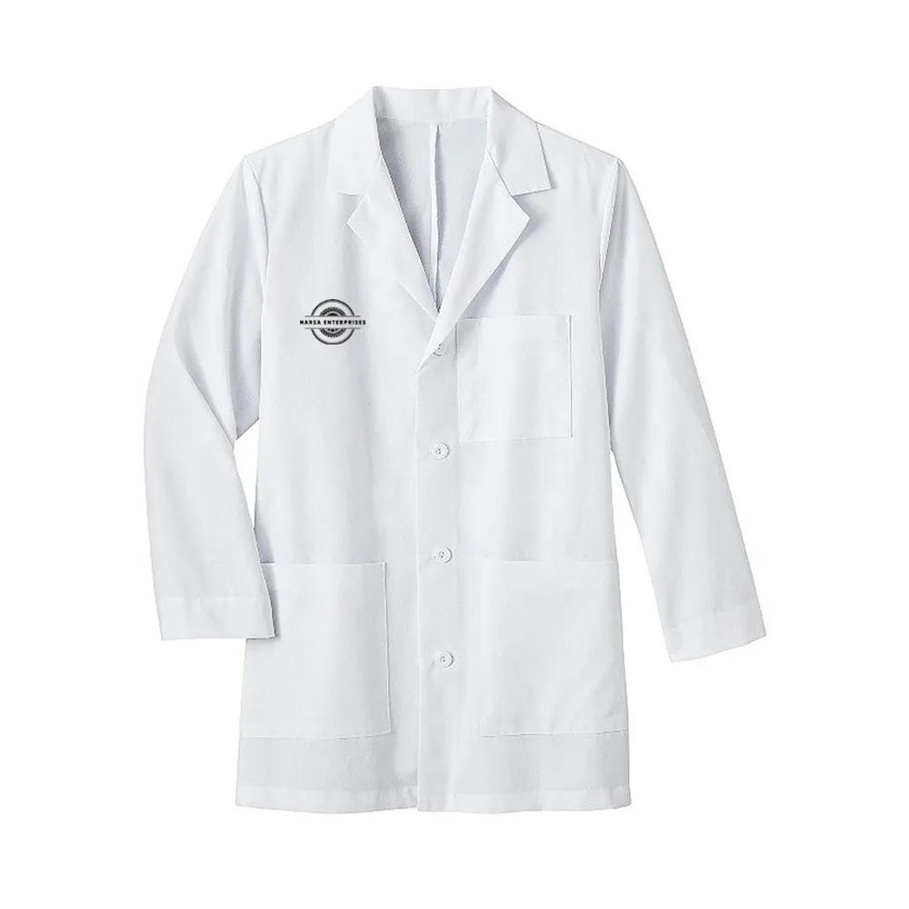 Narsa manufactured garment — scrub suit coat with embroidered branding